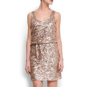 MANGO ||| GOLD SEQUIN COCKTAIL DRESS